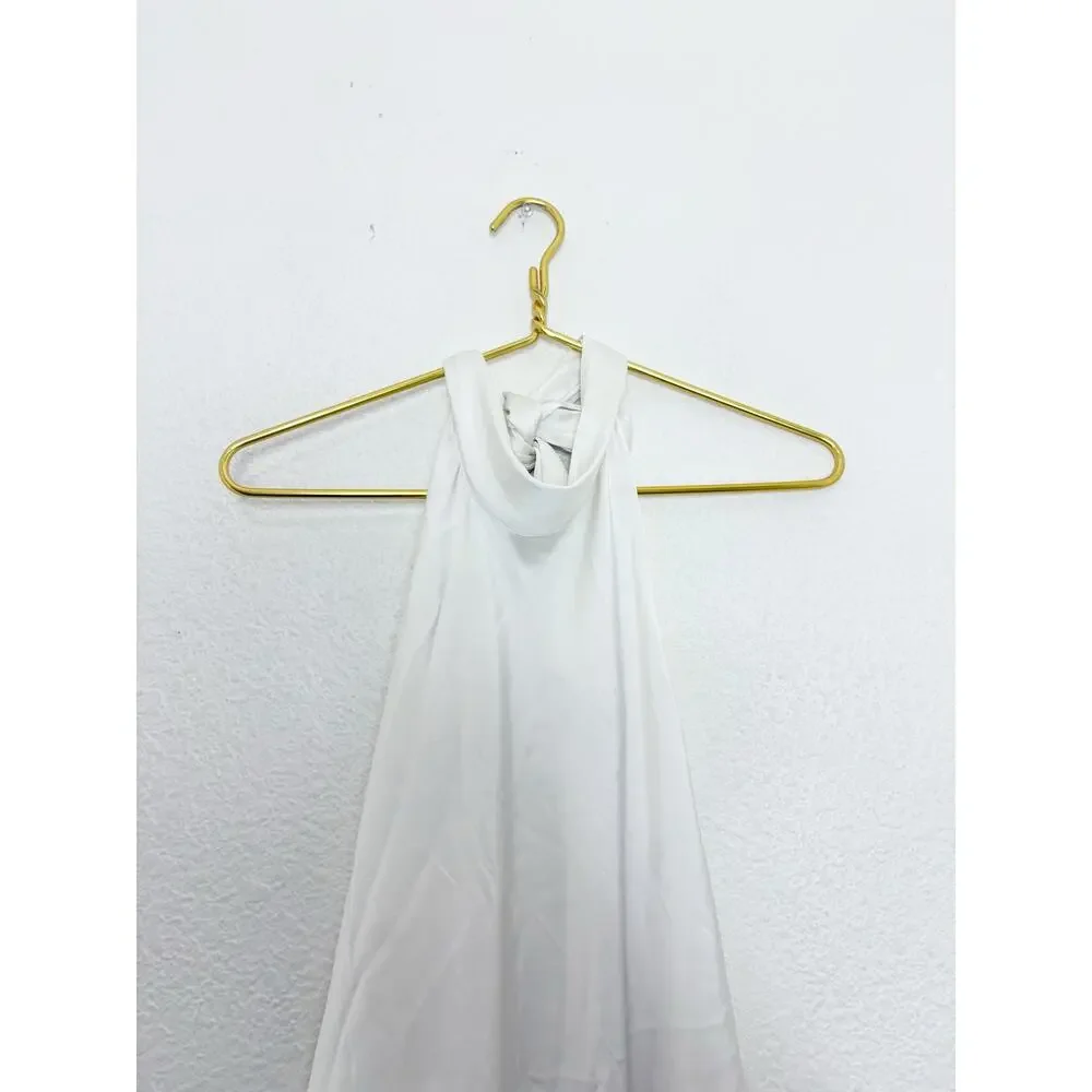 Zara White Asymmetric Satin Halter Top Size XXL Open Back 4772/137 Sexy Party - Picture 4 of 14